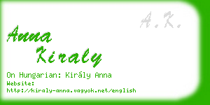 anna kiraly business card